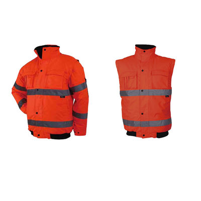 5xl En471 Oddychająca fluorescencyjna kurtka odblaskowa Bomber budowlany Wodoodporny Hi Vis 2 w 1