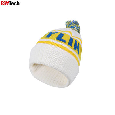 Pomarańczowa czapka Beanie Hi Vis Haftowane logo Jednolity kolor Ciepła zimowa dzianina