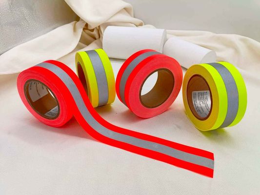 4-calowa szeroka 50 mm żółta taśma odblaskowa klasy 1 2 Taśma poliestrowa o wysokiej jasności do odzieży