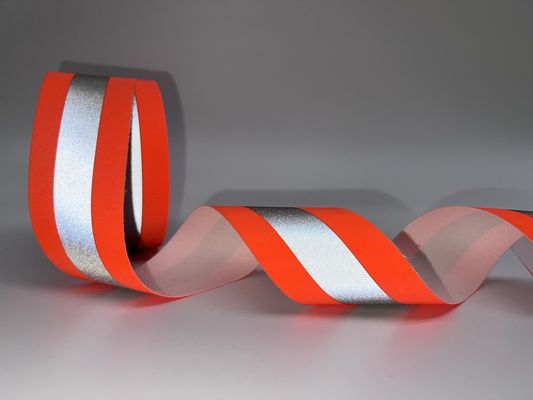 bawełniana taśma odblaskowa ognioodporna 7,5 cm szerokość szywa na pomarańczowo-srebrno-pomarańczowo