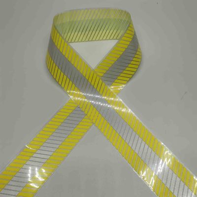 Twill Stripes Silver Yellow Reflective Heat Transfer Film Samoprzylepny do odzieży Workwear